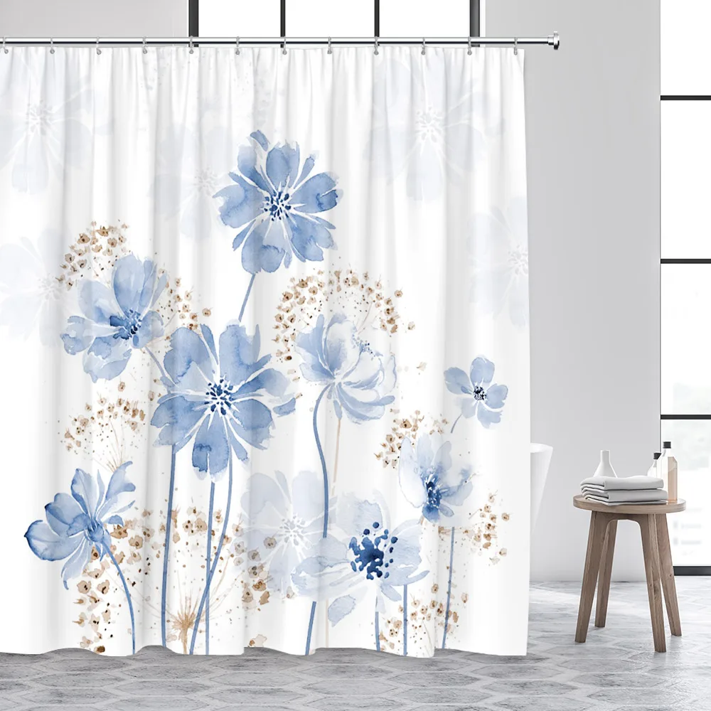 

Занавеска для душа с акварельными цветами, Весенняя ботаническая ферма, современный минималистичный комплект из полиэстера с принтом для ванной комнаты