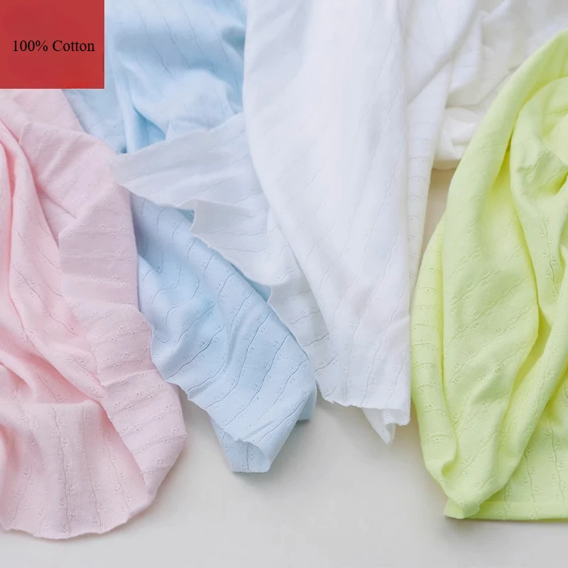 1Meter Full Cotton Jacquard Mesh Knitted Cloth for Boys and Girls in Summer Light and Breathable Cotton Fabric