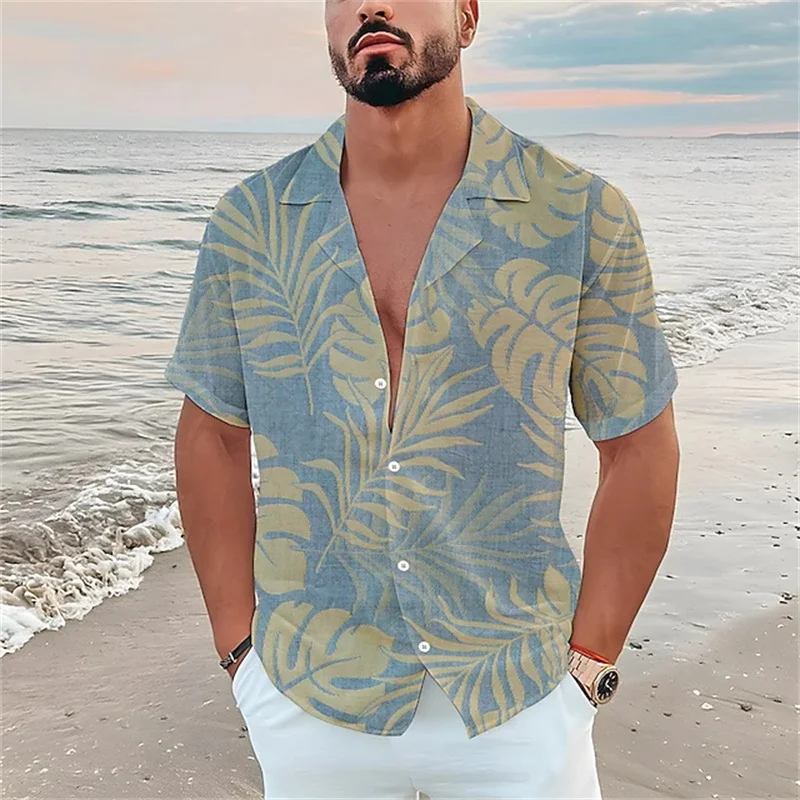 New men's Hawaiian shirt flower graphics 3D printing light