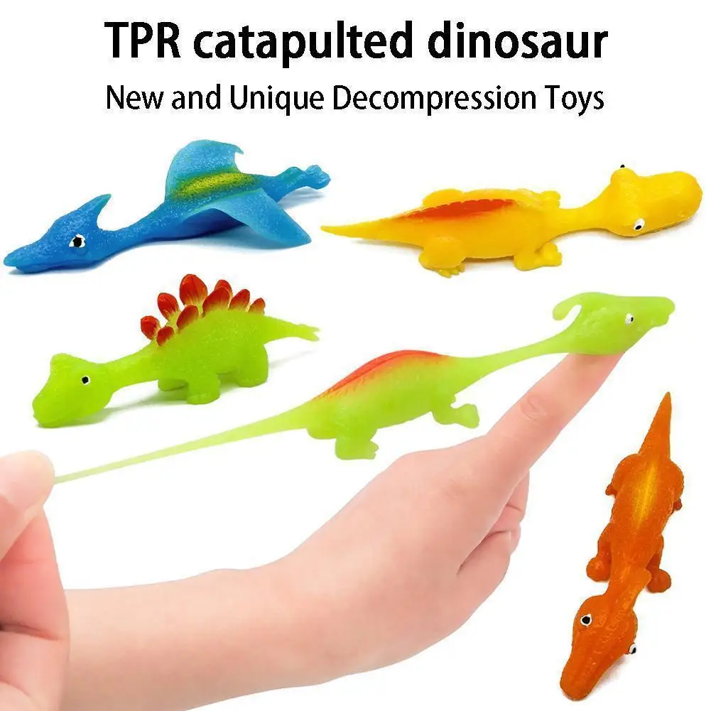 

25/5Pcs Dinosaur Finger Catapult Decompression Toy TPR Finger Slingshot For Kids Birthday Party Favors Goodie Bag Pinata Fillers