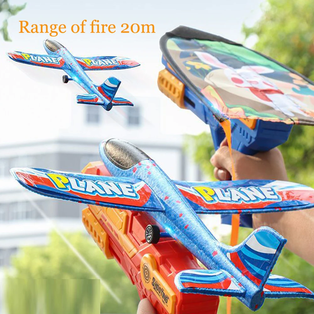 20M Shooting Foam Plane Gun Launcher Catapult Glider Airplane Gun Toy Soft Bullet Ball Gun Kite Fly Toys Children Outdoor Game 4
