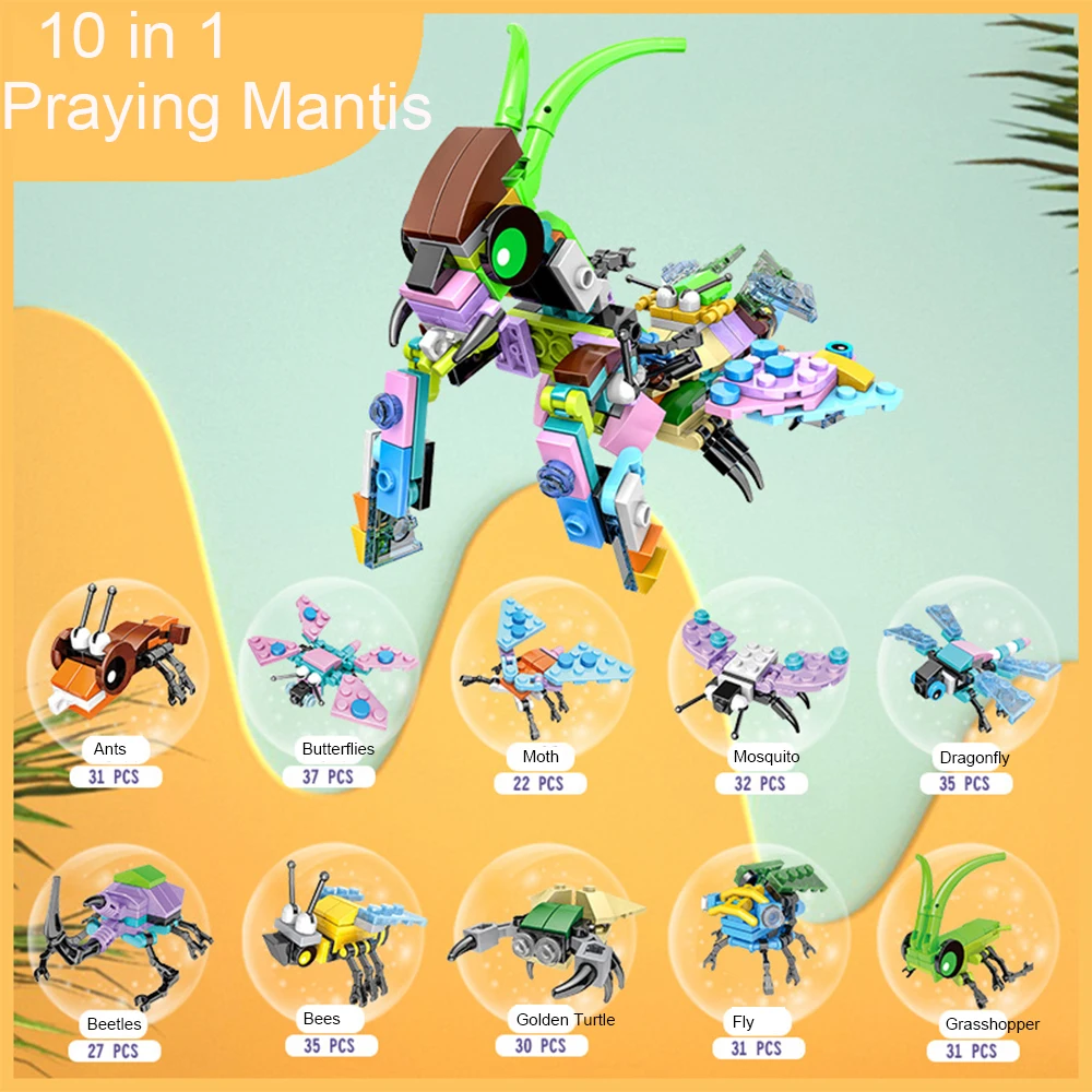 10-in-1-Mini-Insect-Series-Building-Block-Butterflies-Moth-Mosquito ...