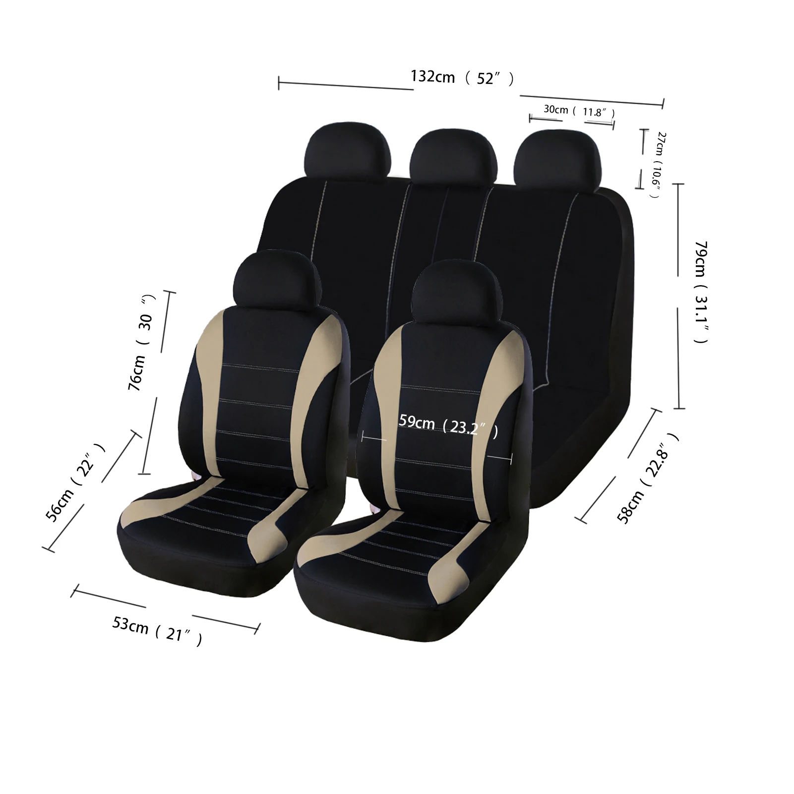 AUTO HIGH Universal Car Seat Covers Full Set for Car Truck SUV Van Polyester Front Rear Protector