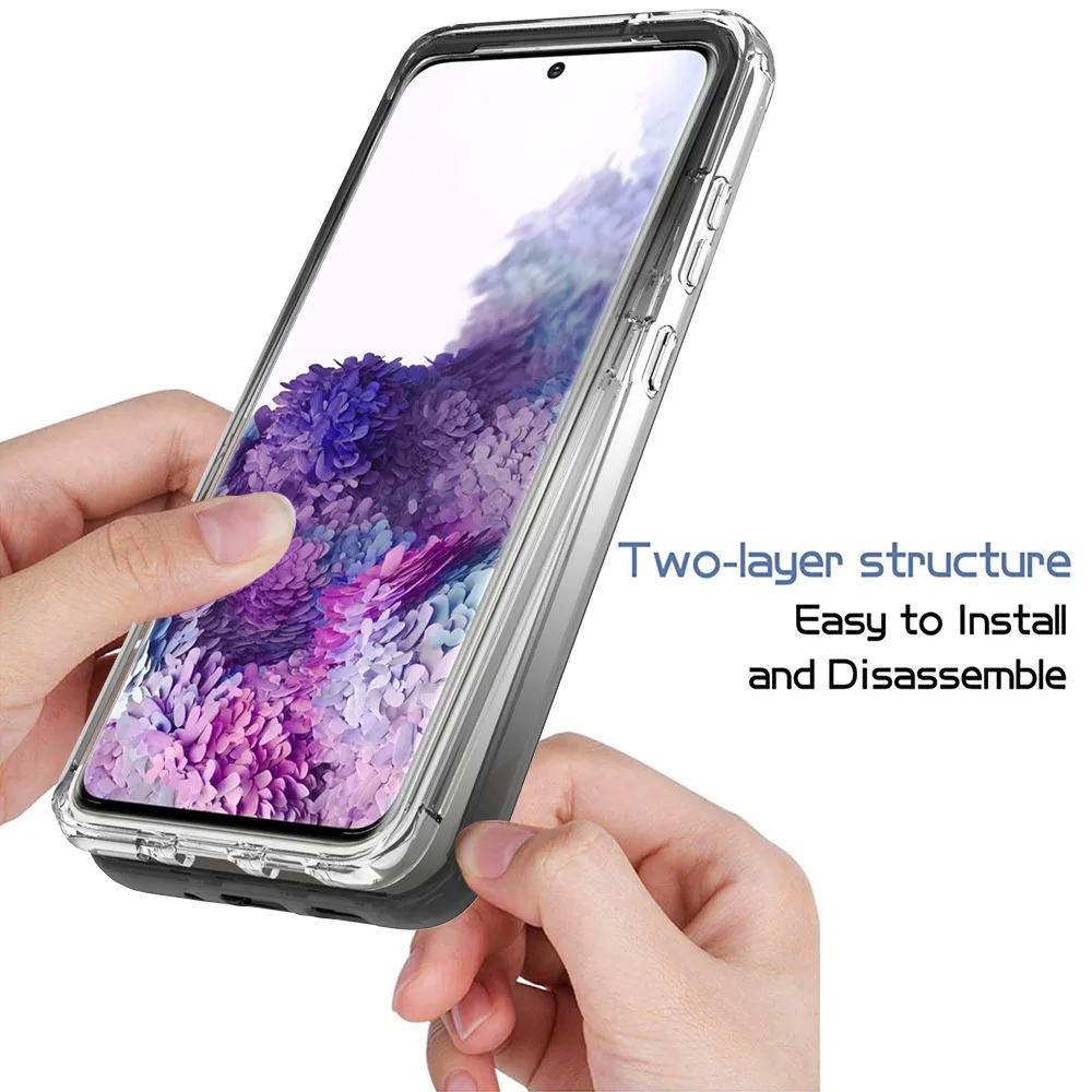 Luxury Candy Color Transparent Shockproof Phone Case - TPU+PC Hybrid Cover