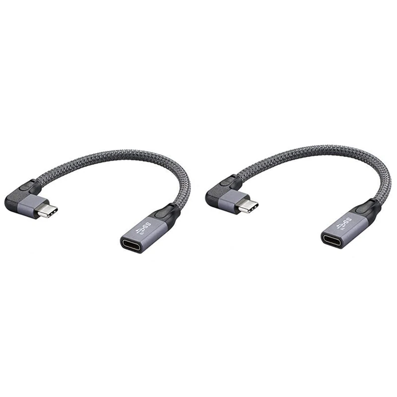 

2X прямоугольный Удлинительный кабель USB C, короткий (3,1 фута), блестящий и алюминиевый цвет, внешний диаметр штекер-гнездо, удлинитель Gen 2 10 Гбит/с