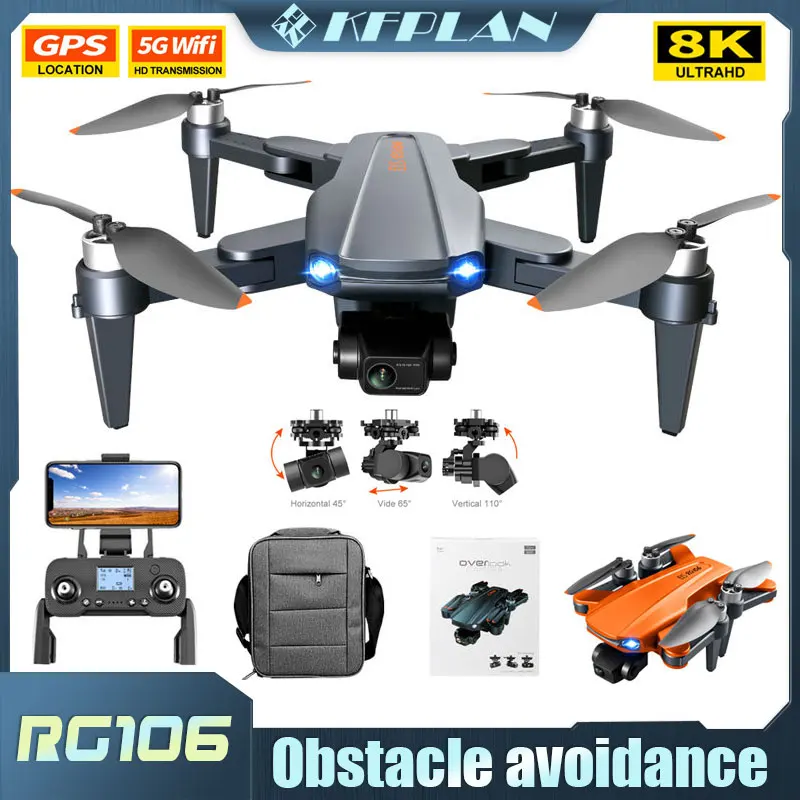 

RG106 Drone 8k Professional GPS Four Wing Helicopter Dual Camera Three Axis Brushless RC Four Axis Aircraft Toy Gift