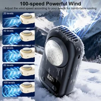 Ventilateur portable à suspendre au cou, mini ventilateur turbo à compression de glace semi-conductrice haute vitesse, 8000 mAh, 100 vitesses, ventilateur portable pour la taille, idéal pour les voyages 2
