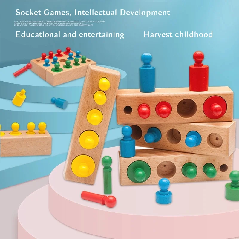 Baby early education intellectual development toys Montessori cylinder socket sensory color cognitive blocks educational toys