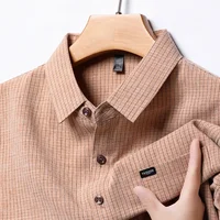 2024 Men's Business Casual Plaid Cotton Linen Short Sleeved Shirt Comfortable Cotton Top 2
