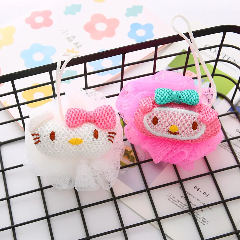 

Cute Sanrio Bath Balls Hello Kittys Accessories Kawaii Cartoon Anime Bath Flower Bath Scrubs Back Rubs Foaming Toy for Girl Gift