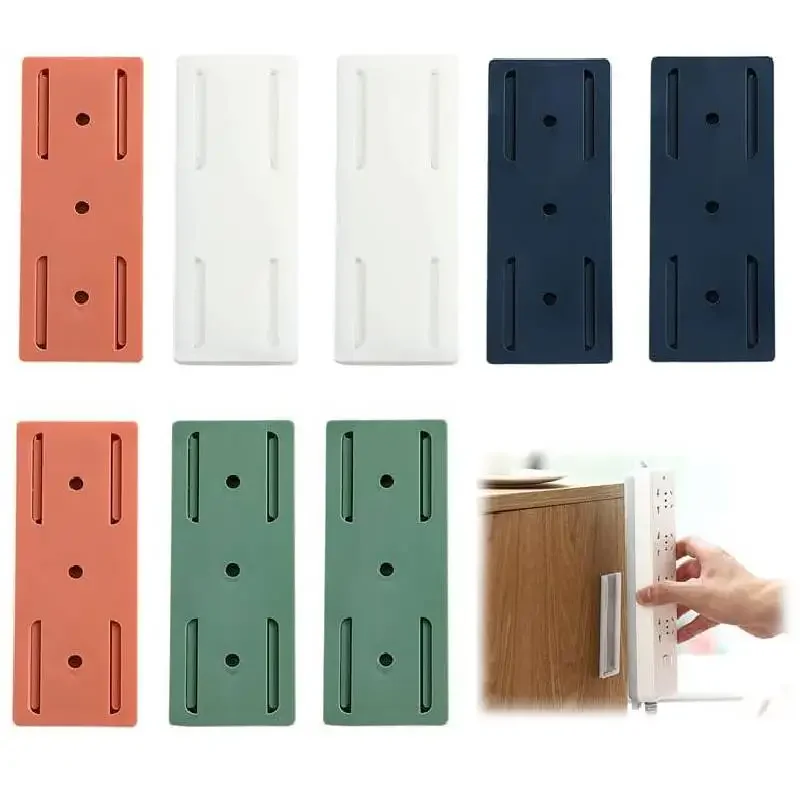 4pcs Self Adhesive Power Strip Fixator PunchFree WallMounted Power