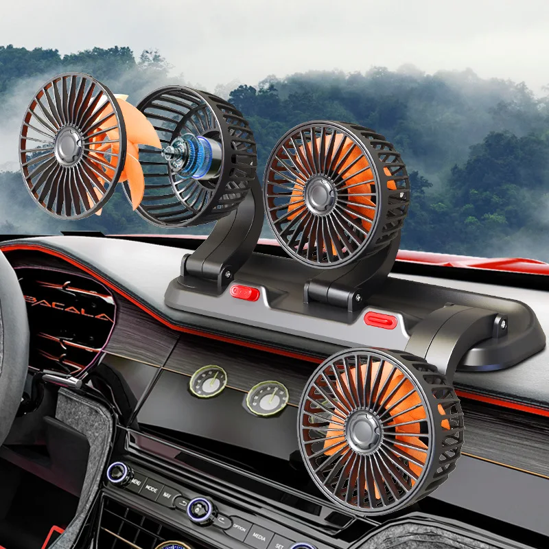 

Telescopic Car Cooling Fan 3 Heads 2 Speeds Low Noise Brushless Motor Strong Wind Rotatable Electric Fan For Sedan Vehicles Boat