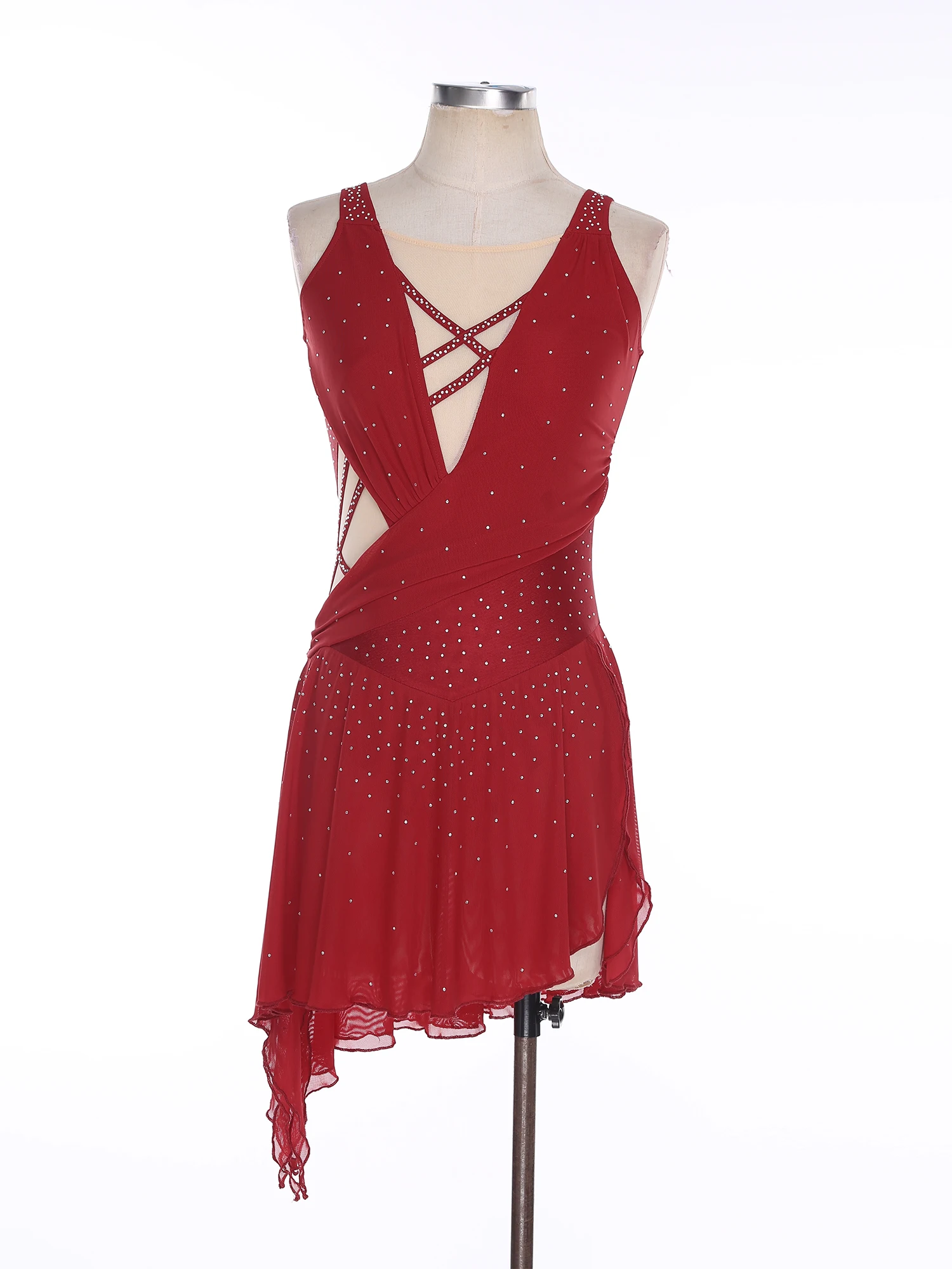 princess polly baby blue dress Rachel Dance Red Spaghetti Stripe Dress with Asymmetric Hem Stage Dance  Costume - Elegant Red Dance Costume and Flowy Lyrical Dance Costume price