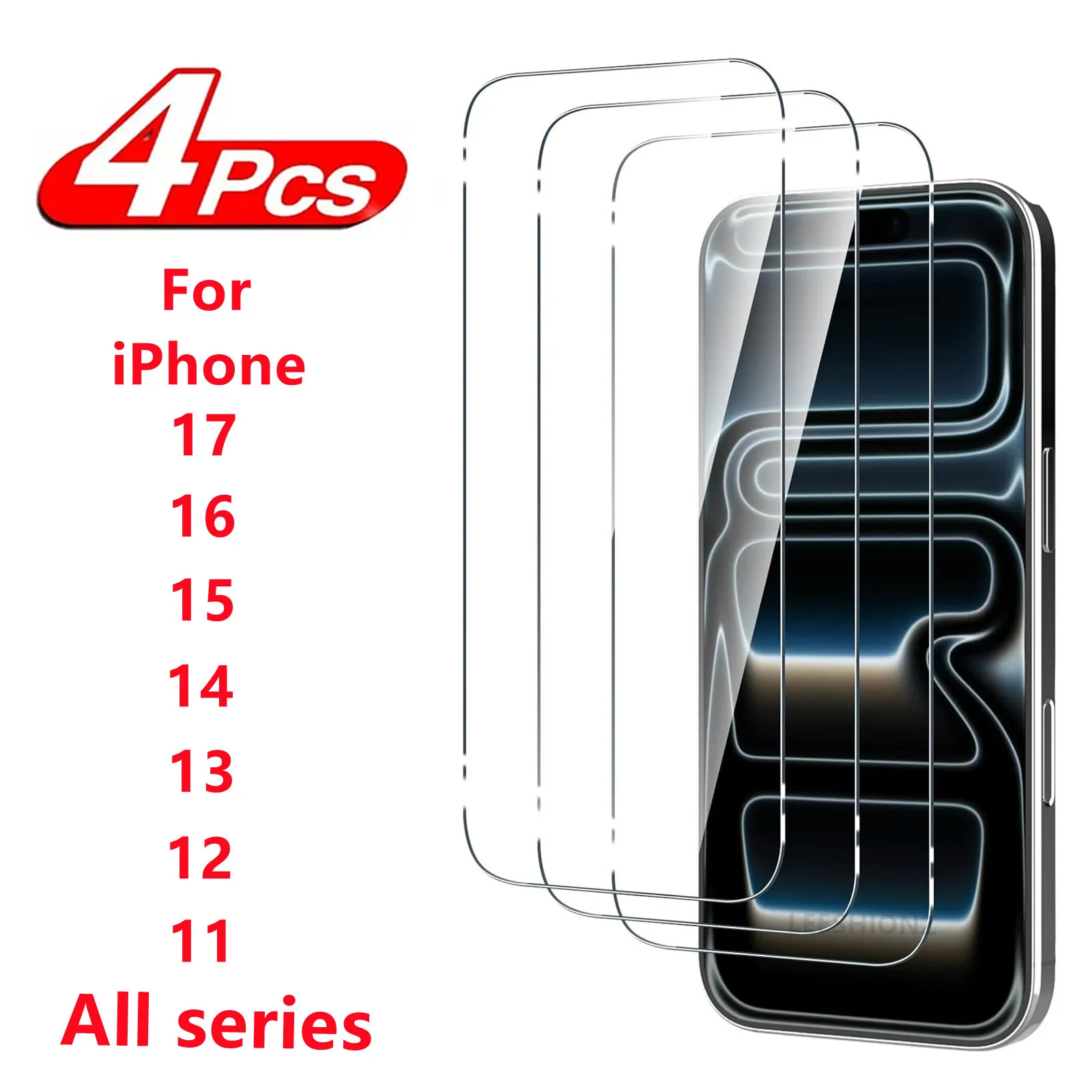 1/4 unidades para iPhone 17 16 15 14 13 12 11 série completa filme temperado para tela de celular