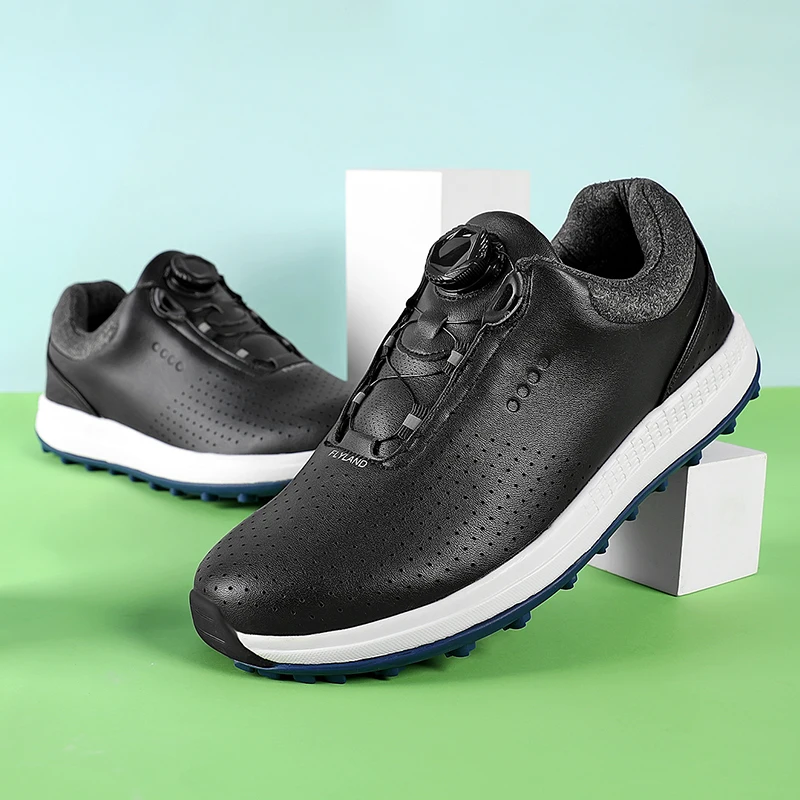 Solid Color Thick Sole Golf Shoes Rotating Buckle Casual Shoes Breathable Mesh Sports Sneakers golf shoes