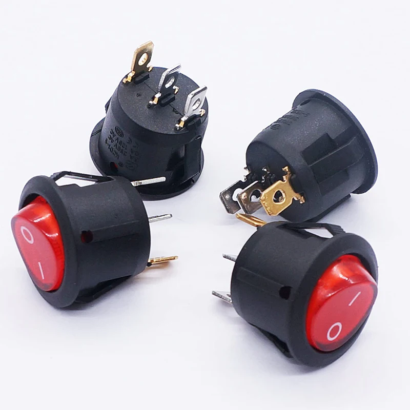 5 stücke KCD1 Ein/Aus 3-Pin 2-Position Snap 20A 12 V Rote LED Runde Boot Rocker schalter mit LED Für Auto Haushalt DIY Ersatz – Detail 8