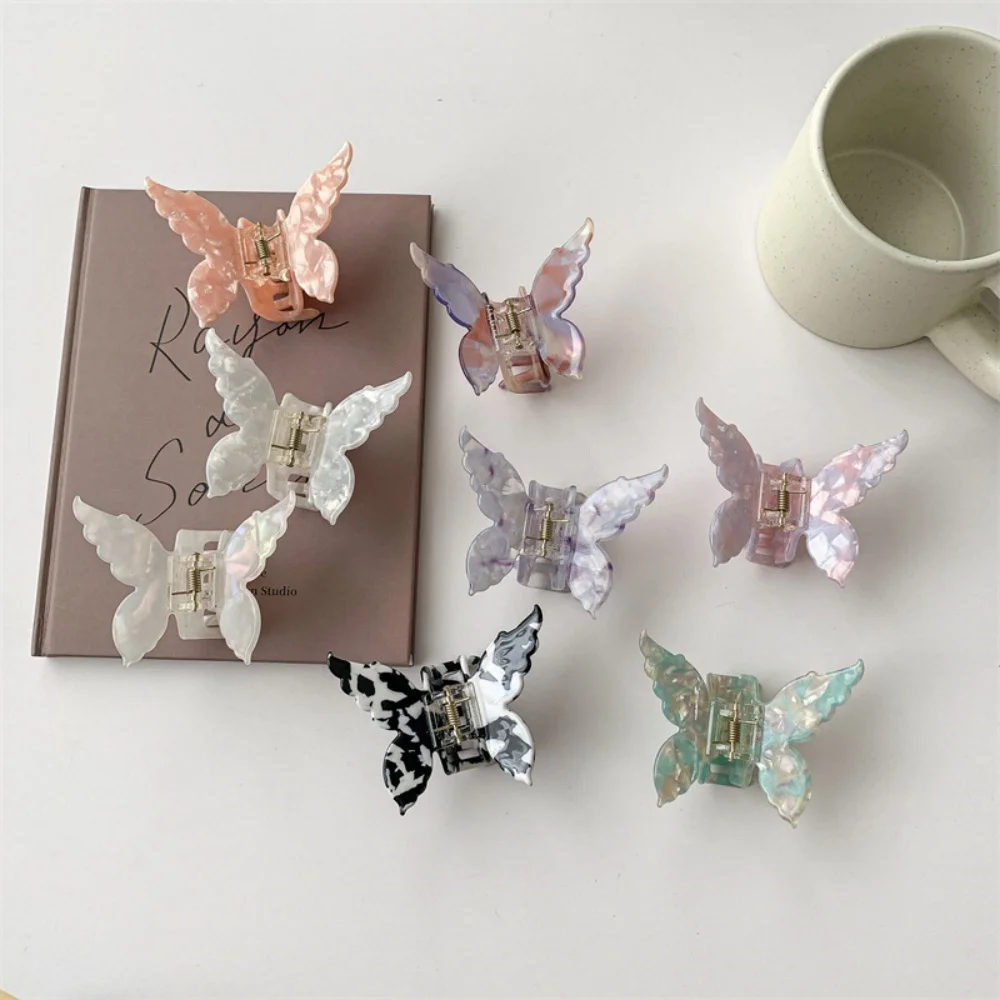 Butterfly Hair Claw French Acetate Fiber Hair Clamps Summer Retro Colorful Hair Accessories Decorate Long Clip