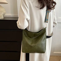 Wide Geometric Strap Shoulder Bag Large Capacity Crossbody Bags For Women,Retro Pu Leather Women’s Bag For Shopping Travel