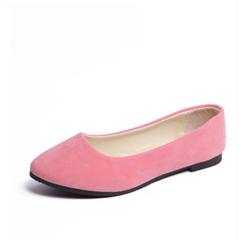 Lady Candy Colors Pointed Toe Flats Flock Driving Shoes Outdoor Plus Size For Wide Foot 34-47 Black Yellow Purple Cute Slip-Ons