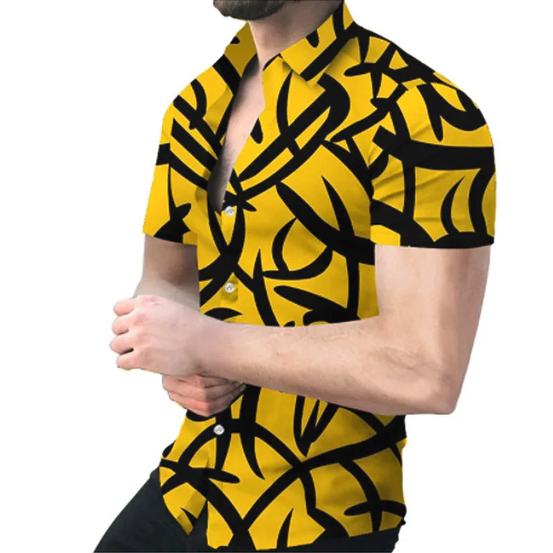 

Men's New Summer Men's Short Sleeve Printed Casual Personality Lapel Shirt