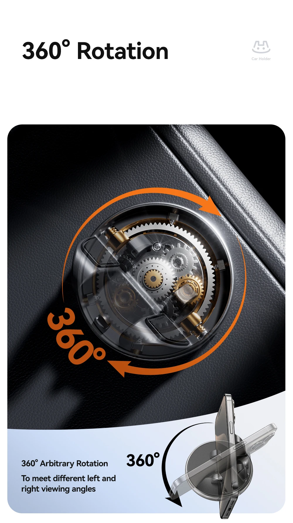 Joyroom Car Phone Holder One-Handed Operation Car Navigation Holder 360° Rotatio