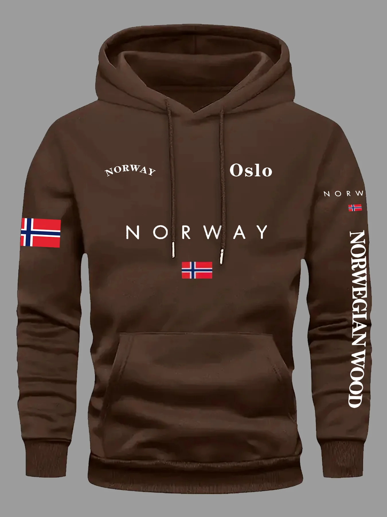 טרנד דפוס דגל נורבגי לגברים ונשים סווטשירט עם הודי סתיו חורף יומי חופשה חיצונית כושר רגיל חופשי חם ביגוד ספורט