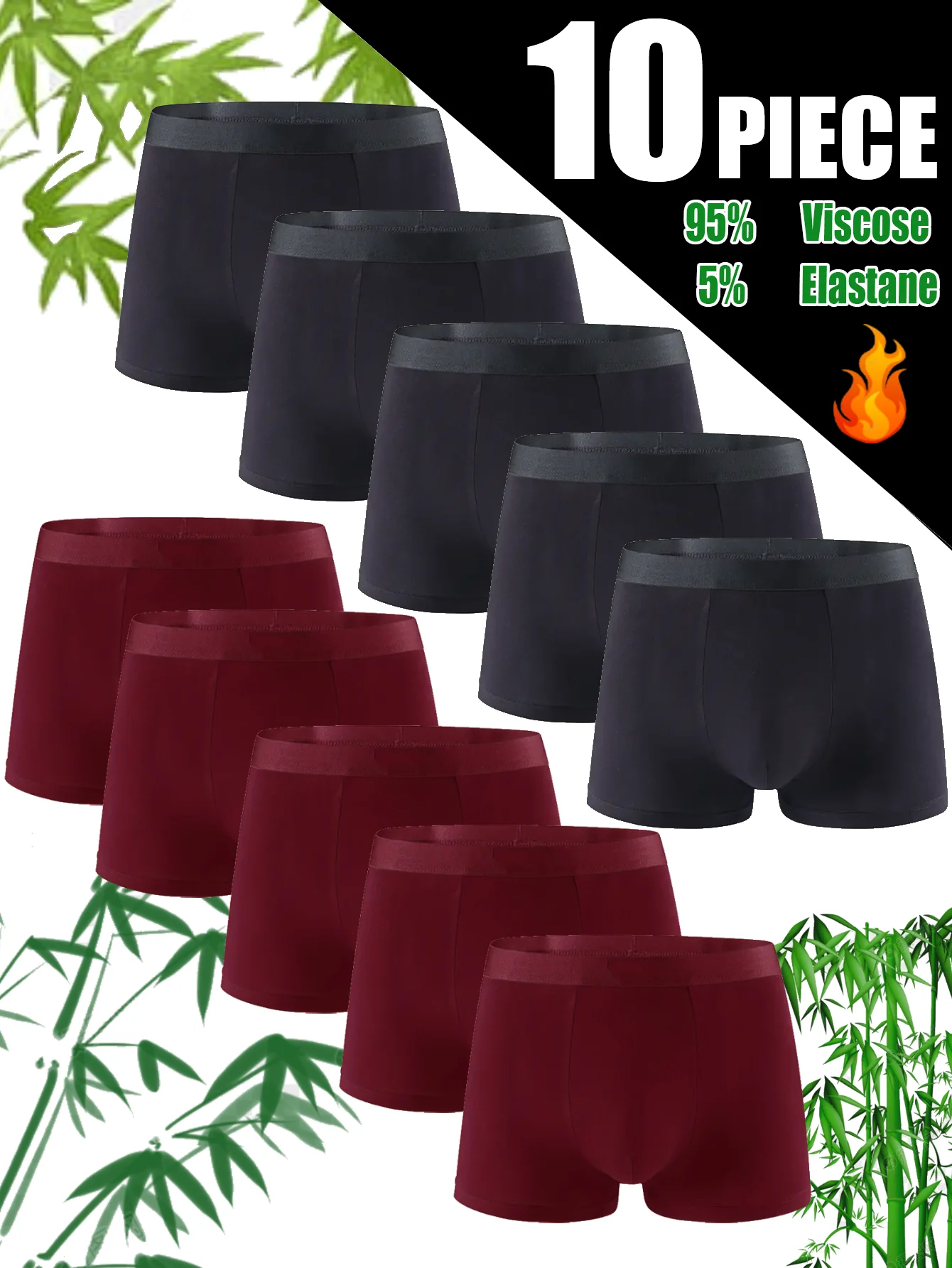 10 pack men's bamboo fiber underwear, sports and casual, skin friendly, soft, student underwear, classic for all seasons