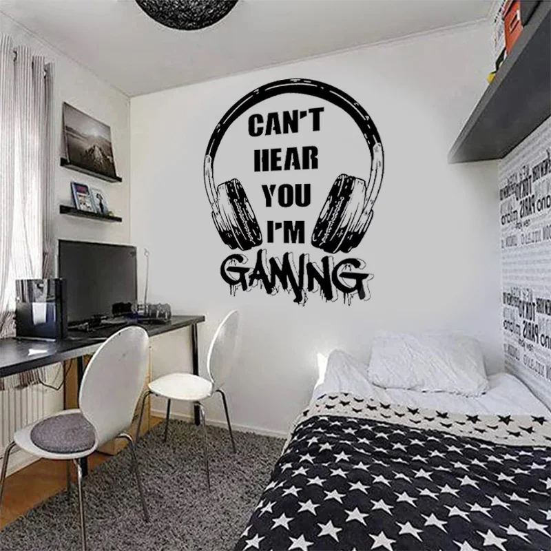 

Can't Hear You I'M Gaming Wall Decor Headphones Decal Video Gamer Sticker Vinyl Art Home Decor Gamer Room Bedroom Game Zone Z567