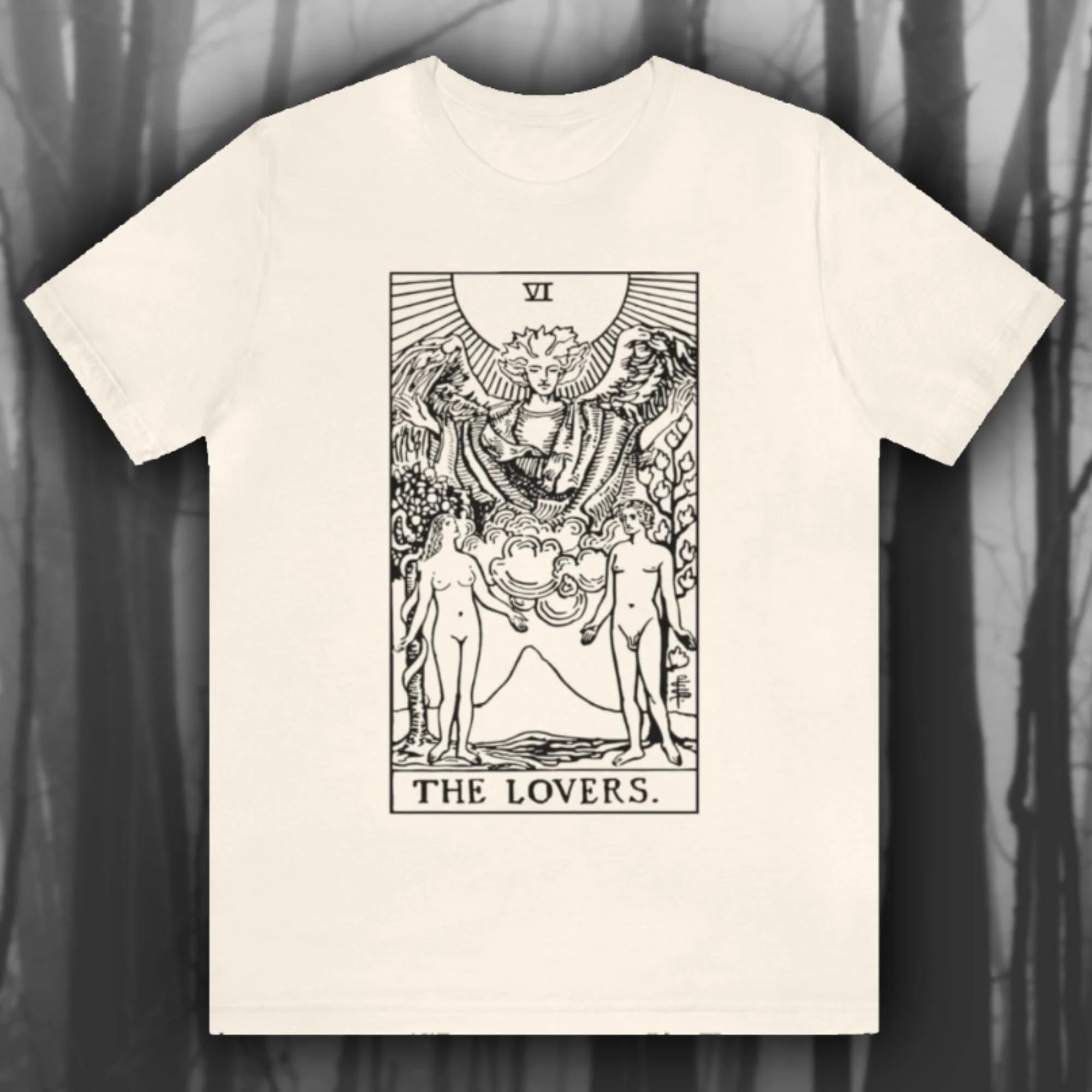 The Lovers Tarot Card T Shirt Major Arcana Occulto Vintage Art Magic Jersey Maniche Lunghe O Corte