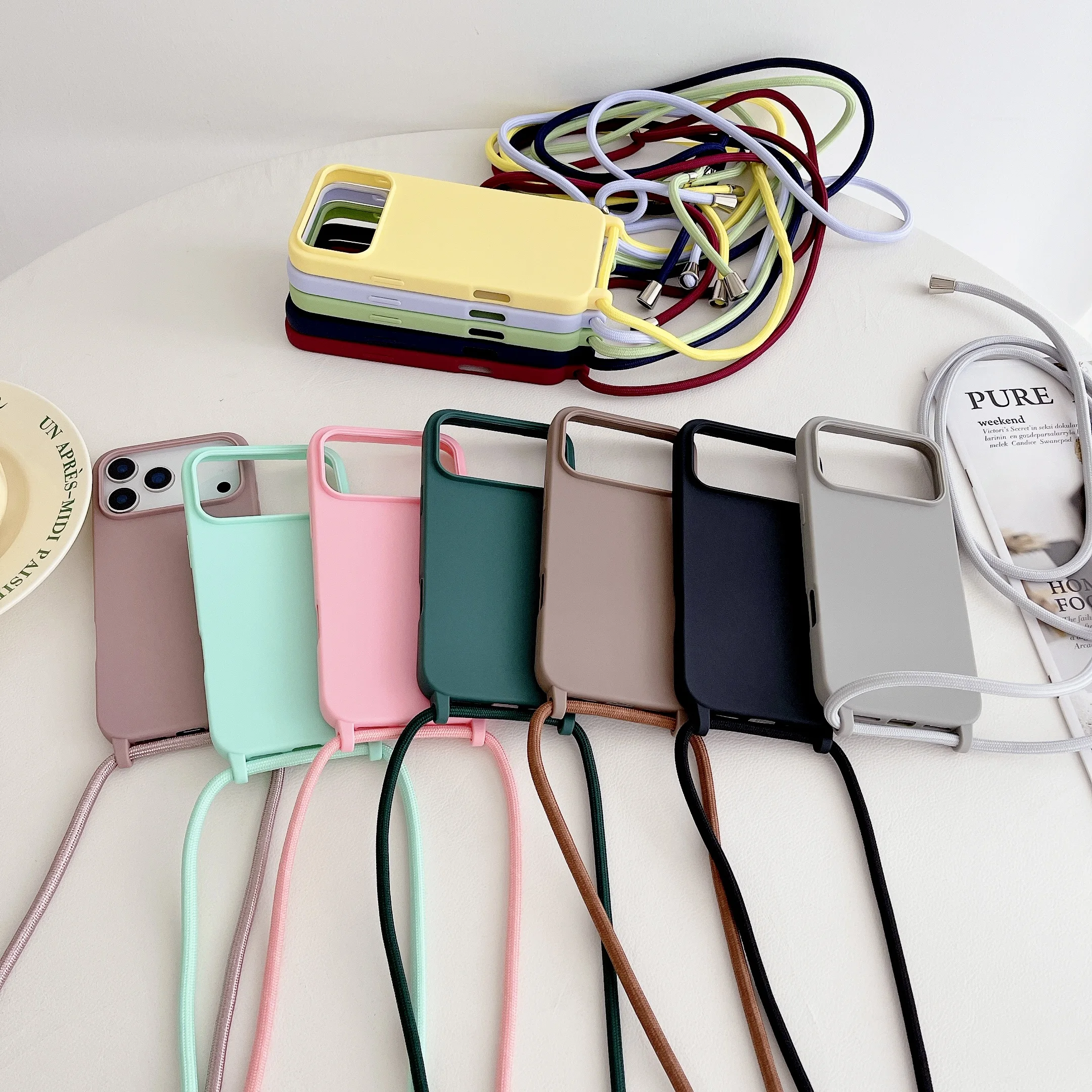 Crossbody Lanyard Cord Silicone Phone Case with Necklace Strap