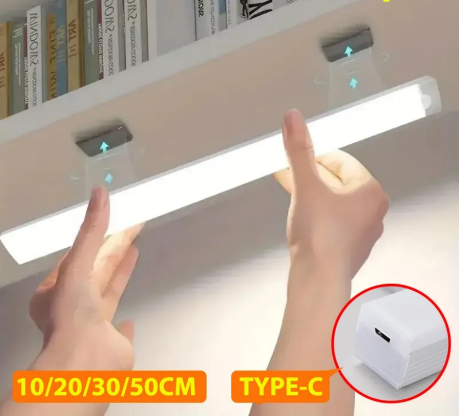 Type C Rechargeable LED Night Light PIR Motion Sensor Under Cabinet Lamp for Kitchen Wardrobe Room Bedside Induction Bar Light