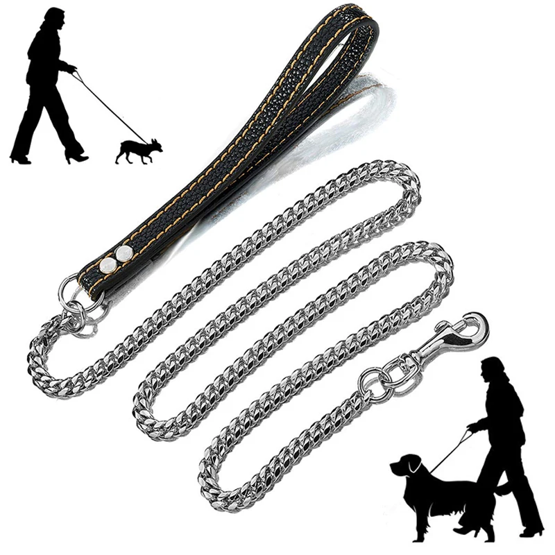 

Stainless Steel Dog Lead Chain 18K Gold Dog Leash Metal Chew Proof for Dogs Pet Traction Rope