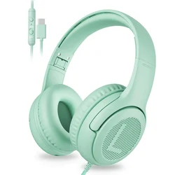 Comfortable Kids Headphones for Safe Listening and Perfect Gifts (USB - C - Green)