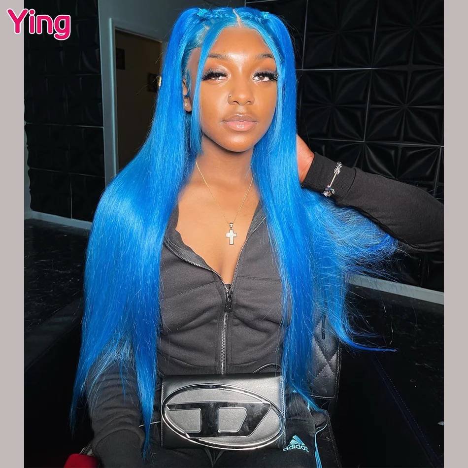 

Ying Sky Blue 13x6 Lace Front Human Hair Wigs Silky Straight Brazilian Remy 613 Honey Blonde Full Lace Frontal Wigs Pre Plucked