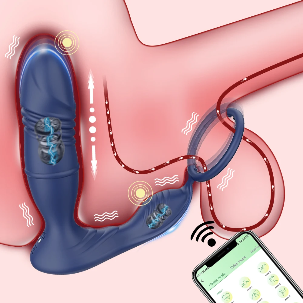 Männlicher Stoßvibrator, Prostata-Massagegerät, App-gesteuerter Vibrator für Männer, verzögerter Samenerguss, Korkring-Buttplug, Sexspielzeug für Erwachsene_voghion.com