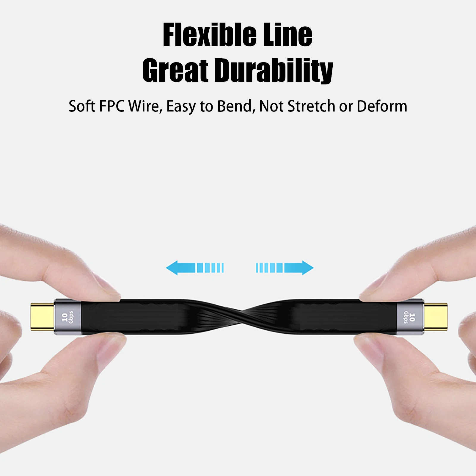 LANMINGLEL 10Gbps USB 3.1 Flat Soft Data Cable, 100W USB A Male To Female, 4K@60Hz, 5.1in, Compatible With Phones, Tablets, Laptops, Steam Deck