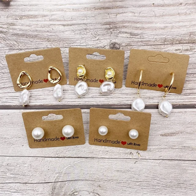 Vobobe 100 Pack Earring Cards Kraft Paper Necklace Display Cards and Earring Card Holder, Hanging Earring Cards for Earrings and Necklace