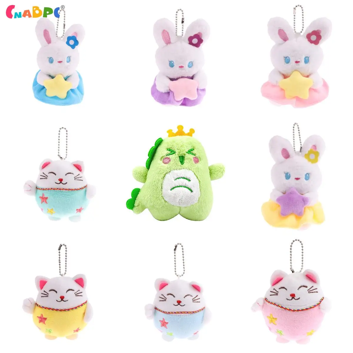 

Star Bunny Plush Toy Cute Rabbit Doll Pendant Lucky Cat Keychain Kawaii Dinosaur Backpack Car Bag Keyring Decor