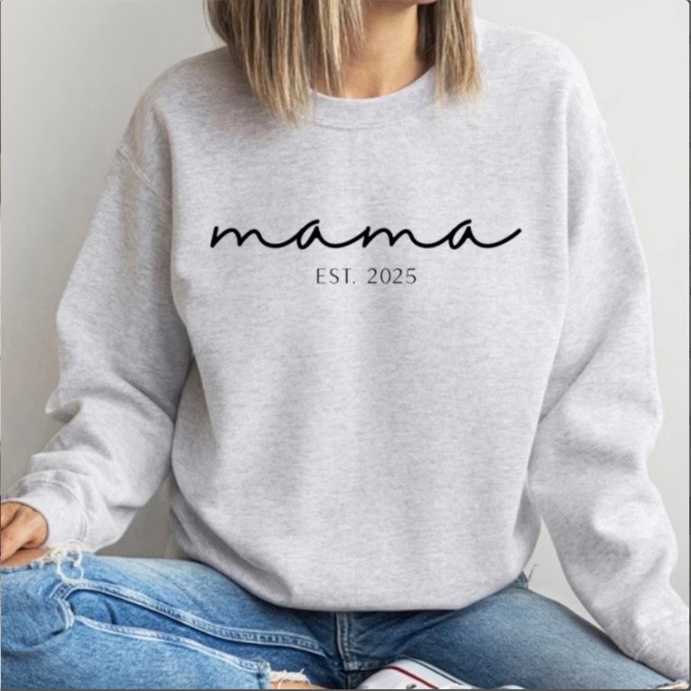 Mama Est. 2025 Sweatshirt Sweatshirts for Expecting Mothers 2024 Cute New Mother Gift Idea Pregnancy Announcement Women Clothes 6