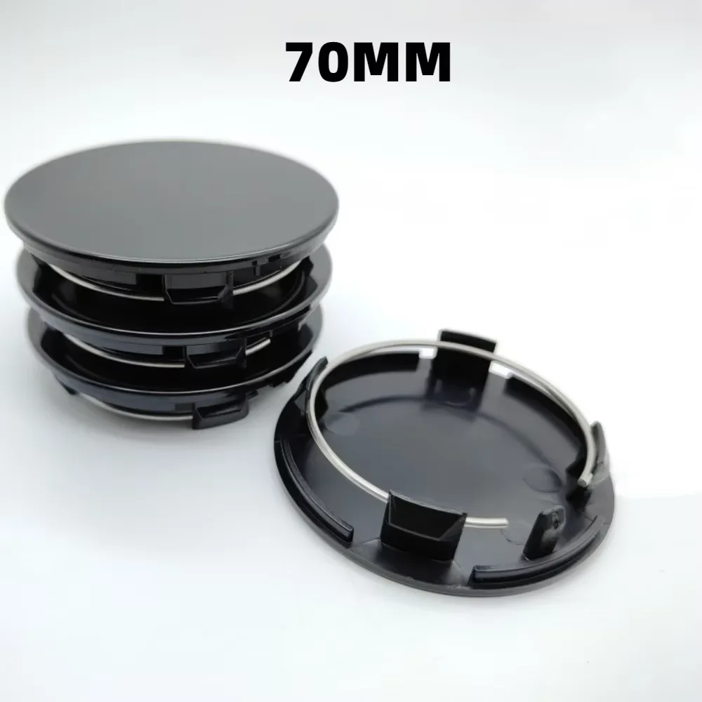 Set of 4 ABS 70mm Car Wheel Center Caps - Stylish Hubcaps with Badge Emblem