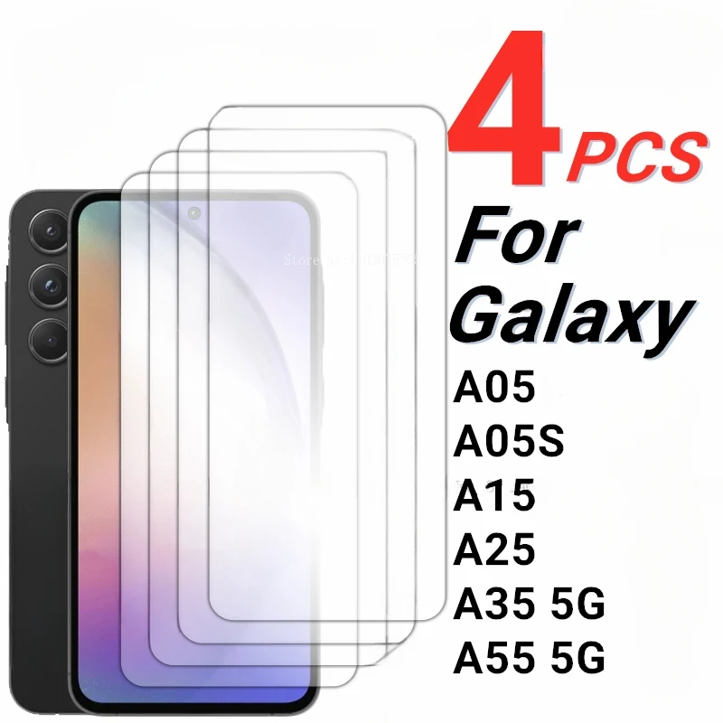 

4 шт., Защитное стекло для Samsung Galaxy A55, закаленное стекло для Samsung Galaxy A05S, A05, A15, A25, A35