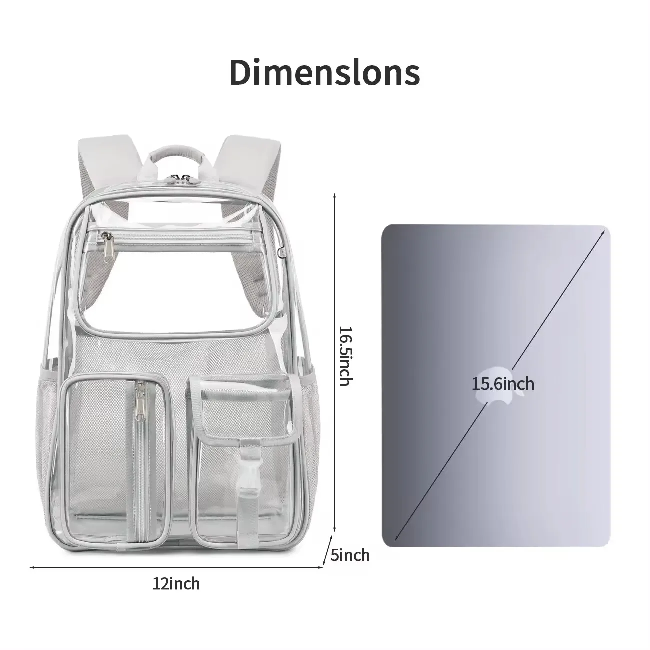 MOK Women Gray Transparent Jelly Backpack Backpack, Fashion Student Lightweight Women Backpack Ladies Casual Simple Backpack