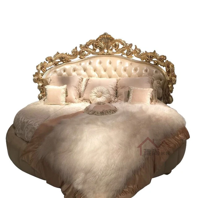 White Elegant Double BedDecoration Girls Style Wooden Circle Double Bed Modern Luxury Adults Cama Casal Furniture For Home 6