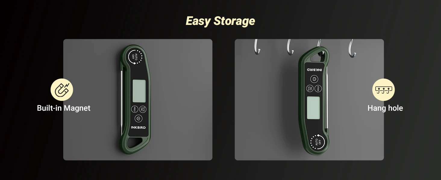 RHT-11K Instant Read Meat Thermometer, 0.5s Fast, ±0.3℃ Accurate, IPX5 Waterproo