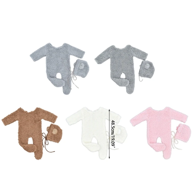 Photostudio 소품 점프 슈트 곰 귀 비니 모자 사진 의류 샤워 선물