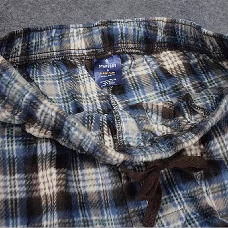 Men's Lounge Wear Pajama Pants Fleece Casual Plaid Spring Sleeping Bottoms Trousers