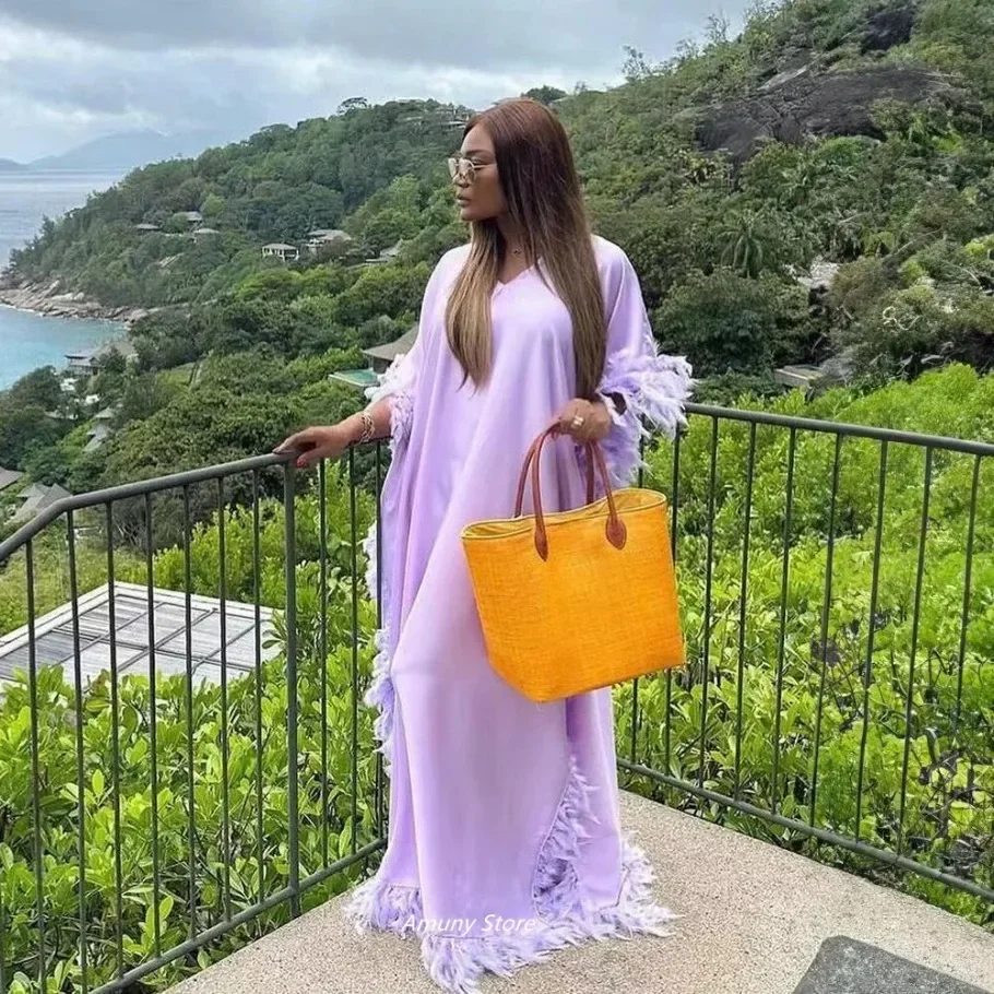 Fashion Feather Rayon Gala Dress Woman African Dresses for Woman Part Dresses for Women Women's Evening Clothing