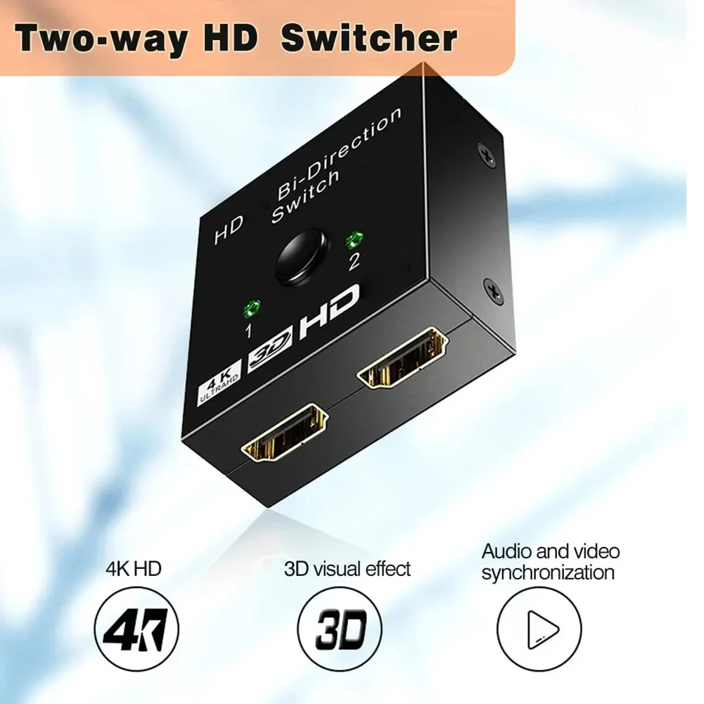 HDMI-Compatible 2.0 Switcher 4K 60hz Aluminum Alloy HDMI-Compatible Splitter 2 in 1 Out 1 in 2 Out Switcher Adapter for PS5/4/3