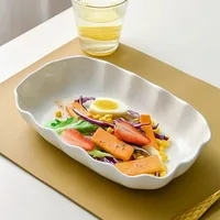 Lotus Leaf Lace Shaped Plate,10.5 Inch Large Oval Deep Vegetable Plate,Household Nordic Ceramic Tableware Ins Fruit Plates 2
