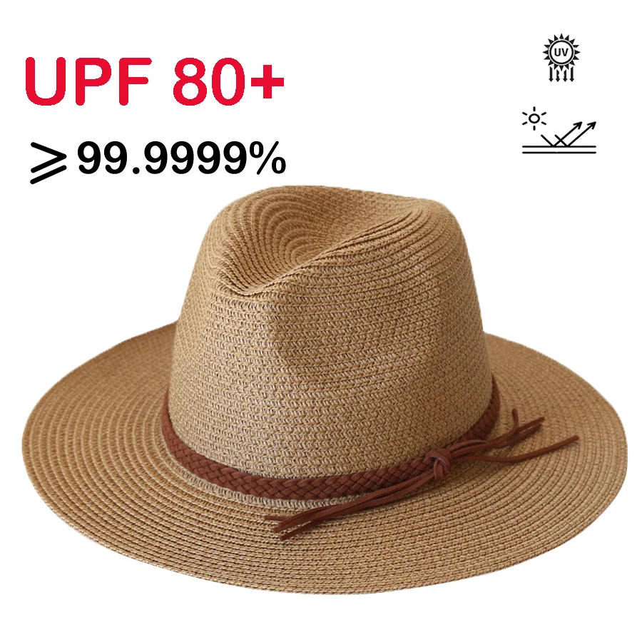 Wide brim Panama straw hat for UV sun protection – ideal for beach, summer, and outdoor use for men and women